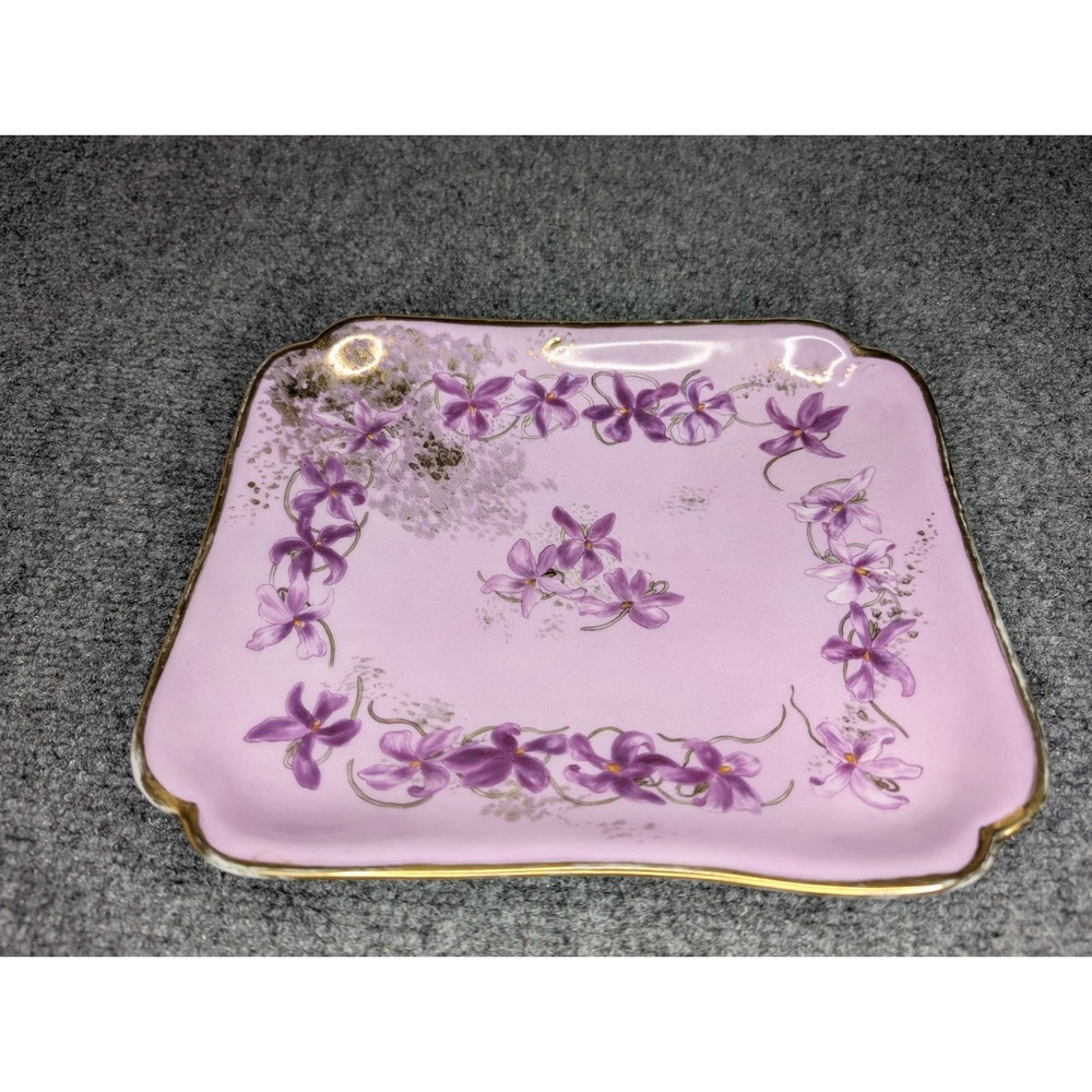 Haviland Limoges H&C‎ Depose 9.5x8" Plate Rectangle Hand Painted Purple Violets